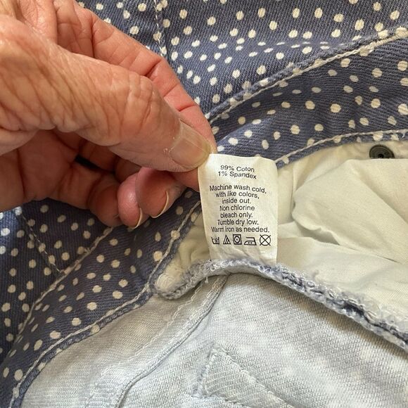 J Crew Women's Size 27 Light Blue Blue Polka Sot Toothpick Jeans Low Rise - Picture 11 of 11